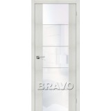 Дверь межкомнатная экошпон Браво V4 WW Bianco Veralinga полотно со стеклом